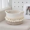 Practical Cotton Rope Storage Basket Durable Cotton Rope Storage Basket with Tassels Perfect For Any Room Decors