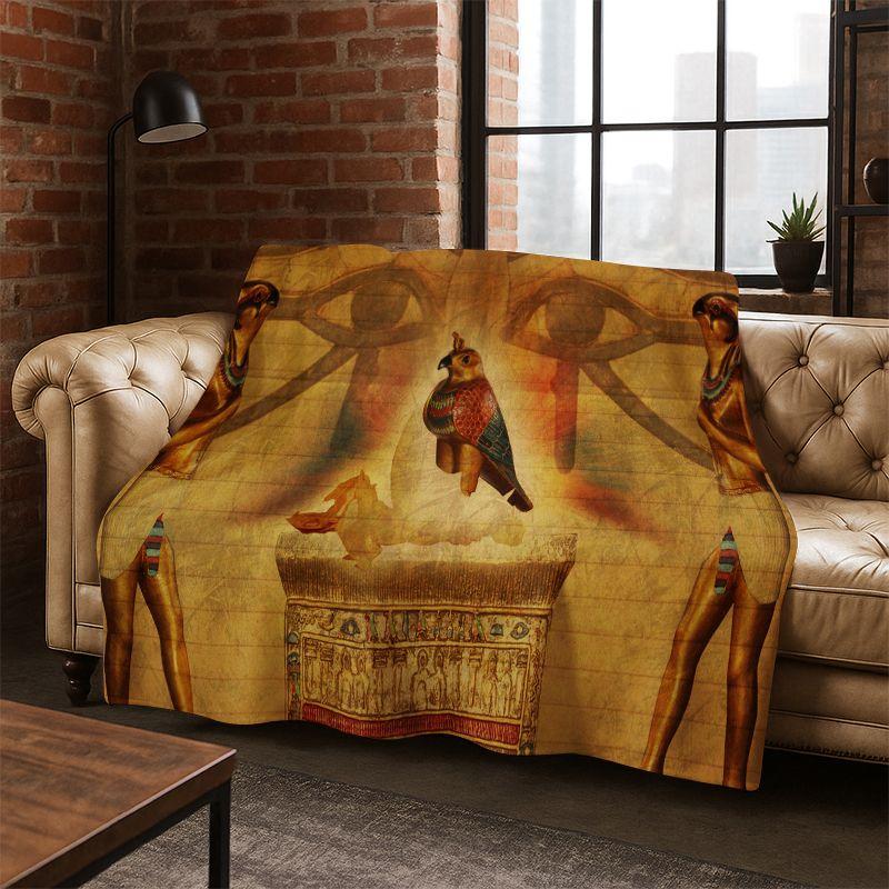 Egyptian Mythological mural pictograph Flannel Blanket Soft Warm Blanket Throw Blanket for Bedroom Living Room Bed Travel Picnic