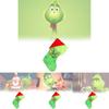 Grinch Green Christmas Stocking Adorable Plush Glow In The Dark Candy Bag Decoration