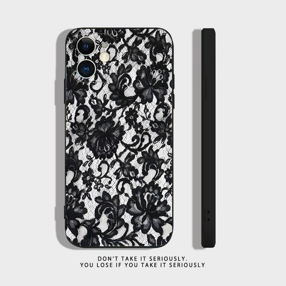 

Black Lace Print Phone Case for Samsung Galaxy A55 A35 A25 A15 5G A24 A23 A22 A32 A52 A52S A71 A72 A51 A05 4G Cover A56 5G