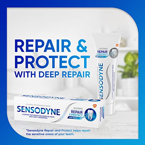 Sensodyne Whitening Toothpaste for Sensitive Teeth, Repair and Protect, 3.4 Oz Tube