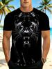 Men's Digital Print T-Shirt - Black Leopard Print T-Shirt for Men - Realistic Animal Pattern Short Sleeve Top, Crew Neck Casual Summer Daily Wear,