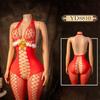 Women Christmas Red Santa Claus Cosplay Costumes Fishnet Lingerie Body Stockings Exotic Adult See Through One-pieces BodySuit Erotic Bodystocking Sexy