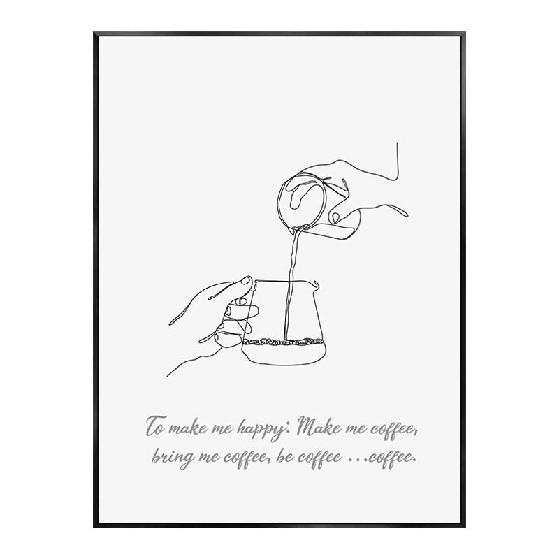 Abstract Line Drawing Coffe Poster Funny Quotes Kitchen Decorative Paintings Canvas Nordic Wall Art Picture Home Cafe Decoration