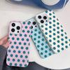 Mint Blue Polka Dot Leather Texture Soft Case for iPhone 17 17E 16 15 14 13 12 11 Pro Max Minimalist Shockproof Cover