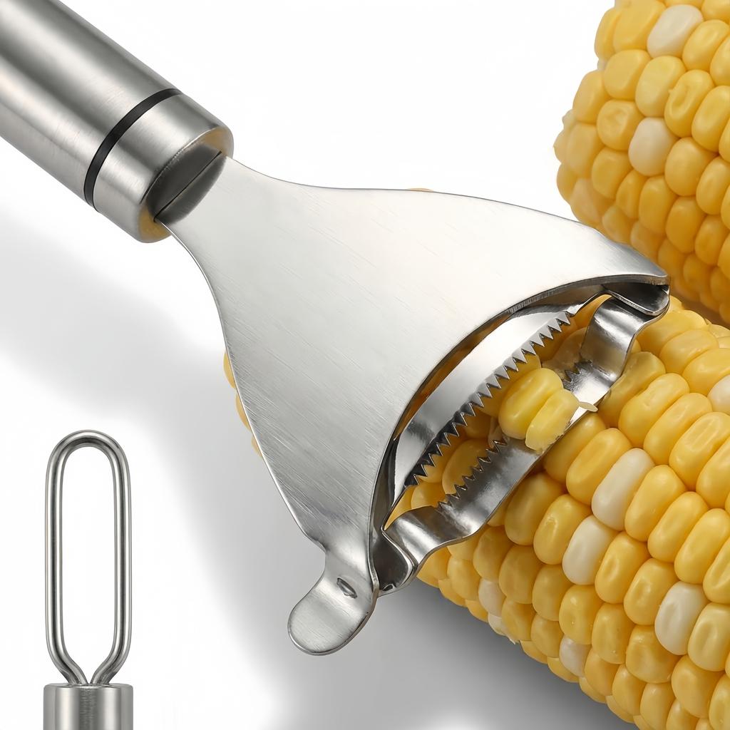 Home Y-Shaped Corn Peeler - Stainless Steel Fast Kernel Remover 3 Seconds Per Corn Kitchen Corn Shelling Lazy Tool