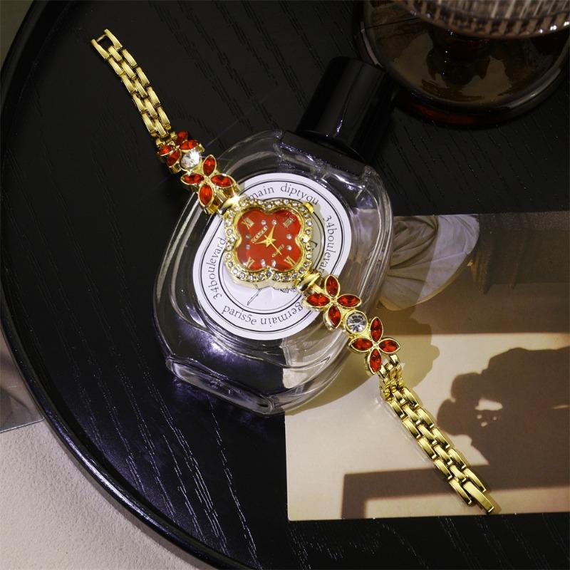 Fashion Clover Bracelet Quartz Watch Women's Colorful Gemstone Full Diamond Watch