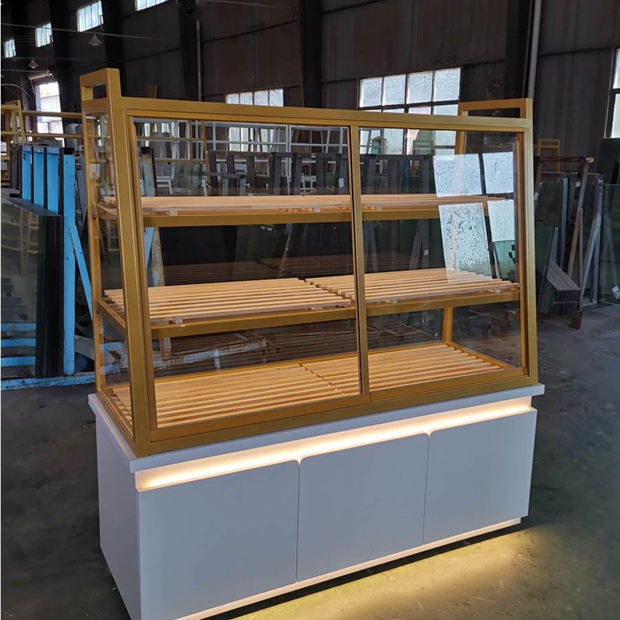 In-Stock Bakery Display Cabinet: Solid Wood & Wrought Iron Island with Drawers for Bread, Pastries, and Fried Goods