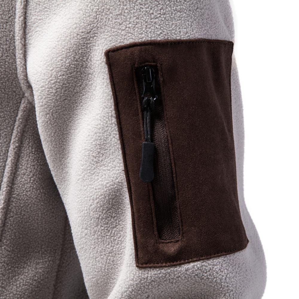 AIOPESON Men's Multi Pocket Hooded Fleece Jacket Full Zip Coat Suede Hood Zip Up Streetwear Autumn Winter Warm Outerwear