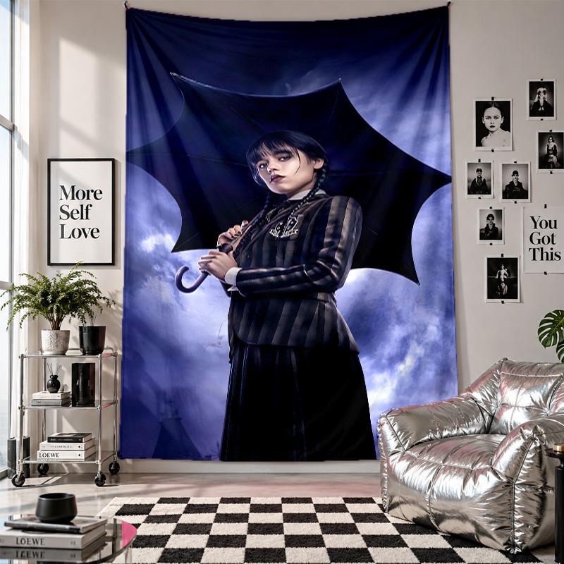 Wall TapestryWednesday Addams Art Hanging Cloth Decorative Background Cover for Room Decoration
