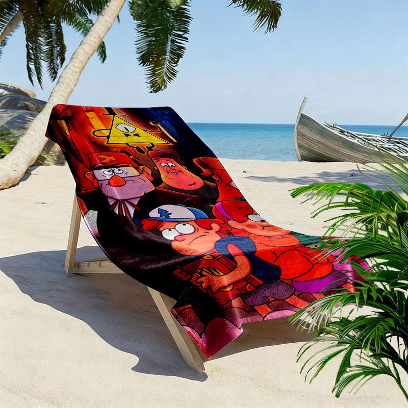 Brave Gravity Falls Print Beach Towel, Large Soft Quick Dry Towel for Beach Camping Swimming