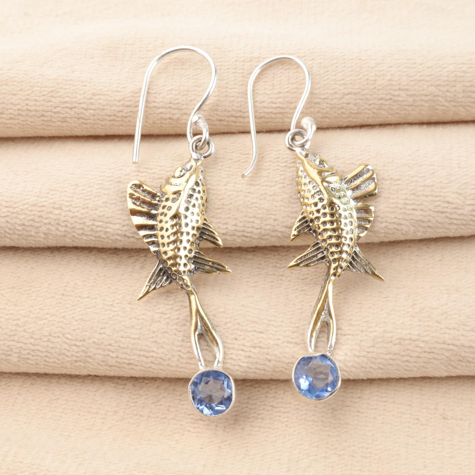 

Танзанит Драгоценный Камень 925 Стерлинговое Серебро Ювелирные Изделия Ручной Работы Двухцветные Серьги 2.17 EE-148-14