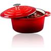 Cocotte Alpina Cocotte En Fonte Avec Couvercle - Poêle 24 Cm - Toutes Sources De Chaleur - Rouge