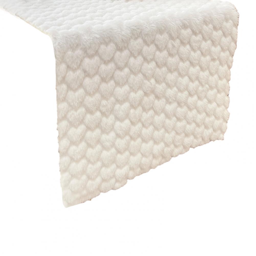 Valentine Day Table Decor Valentine's Day Table Runner 3d Heart Design Faux Rabbit Fur Decor Elegant Holiday Centerpiece