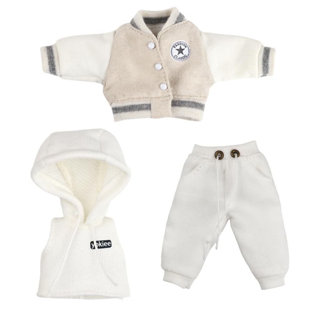 

Obitsu 11 OB11 Size Outfit Set for 11cm Obitsu Doll Stadium Baseball Sleeveless and Sweatpants Beige Body, 3-Piece Set Jacket, Uniform, Hoodie,