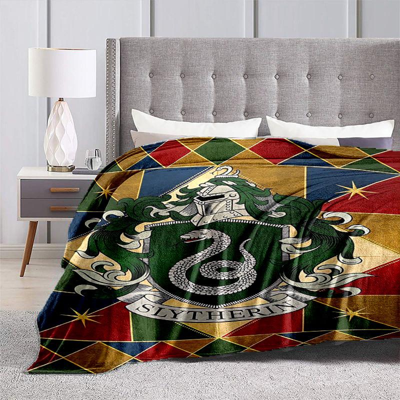 1pc Slytherin Crest Cartoon Blanket,Portable Throw for Travel & Camping, All Season Cozy Blanket,Ideal Gift
