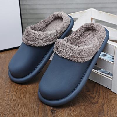 Winter Women Fur Slippers Waterproof Warm Plush Household Slides Indoor Home Thick Sole Footwear Non-Slip Solid Couple Sandals