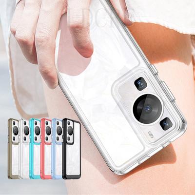 Für Huawei P60 Pro Hülle Abdeckung Huawei P60 P 60 Pro Capas Transparent Stoßfest Farbiger Rahmen Klar Fundas Huawei P60 Pro