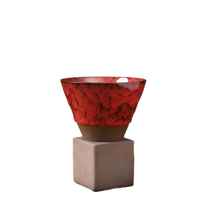 Kiln Change Creative Ceramic Cup With Base Cup Ceramic Retro Coffee Cup