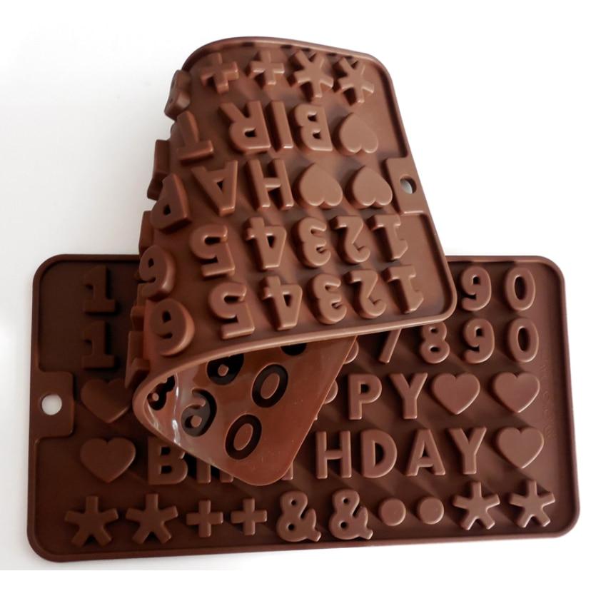 Forma Silicon Happy Birthday Letters and Numbers Mold 21x11 cm Chocolate/Fondant Mold Non-Stick Reusable Extreme Temperature Resistant