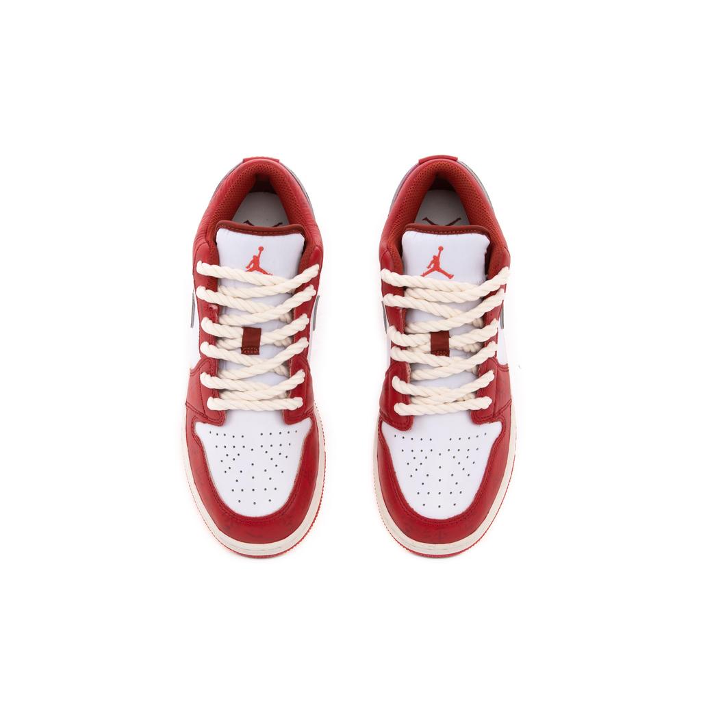 Jordan Air Jordan 1 Low Top Vintage Basketball Shoes Women's White Red Black FJ3465-160(Team-)