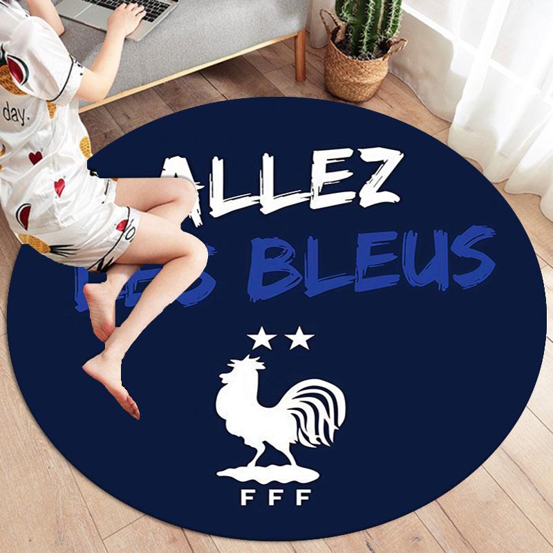 France National Football Team Round Area Rug,Carpet Rug for Living Room Bedroom Sofa Playroom Decor,Non-slip Floor Mat