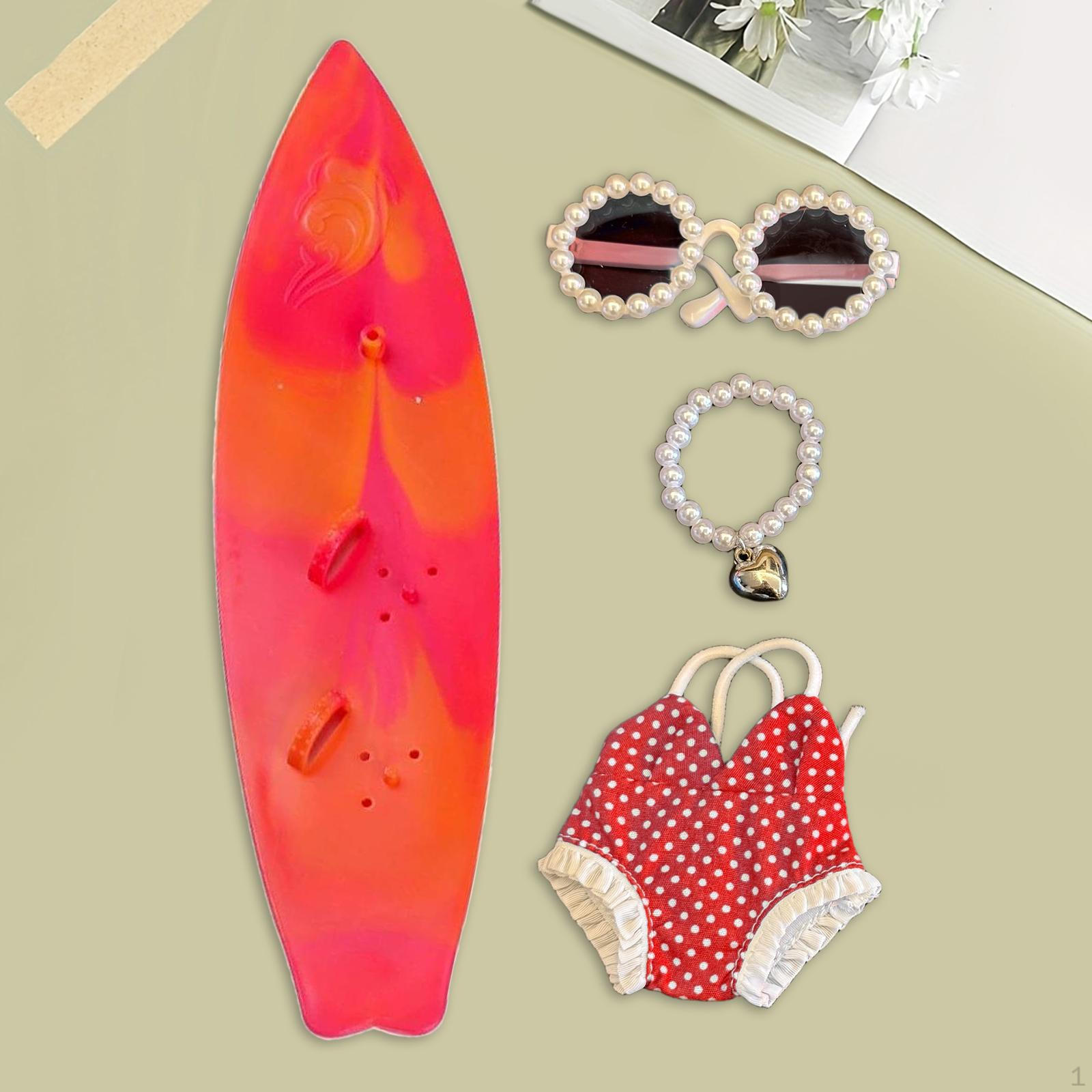 

Doll Clothes Beaded Frame Sunglasses for 17 cm Tall Dolls Pendant Clothing Trendy Mini Polka червоний