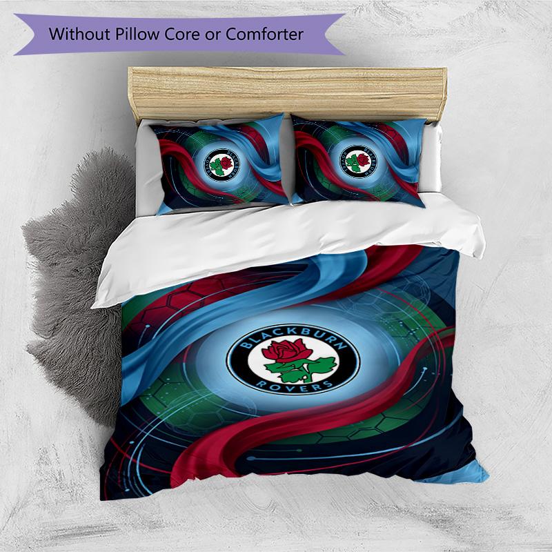 Blackburn Rovers Football Printed 3 Pieces Bedding Set, Comfortable Skin Friendly Bedroom Duvet Cover Set