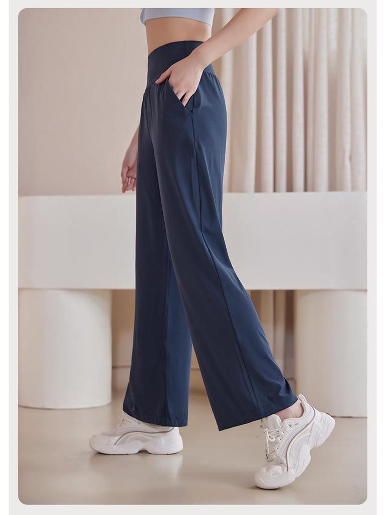 Plus Size High Waist Yoga Pants - Women's Quick Dry, Loose Wide Leg Fitness Long Pants