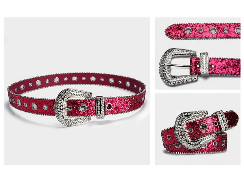 Europäisch-amerikanischer Strass-Schnallengürtel: Modisches Pailletten-Ösen-Top, Punk-Stil für Nachtclub-Kleidung