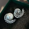 Simulated Pearl Shiny Zirconia Stud Earrings for Women Graceful Accessories for Engagement Elegant Jewelry for Wedding