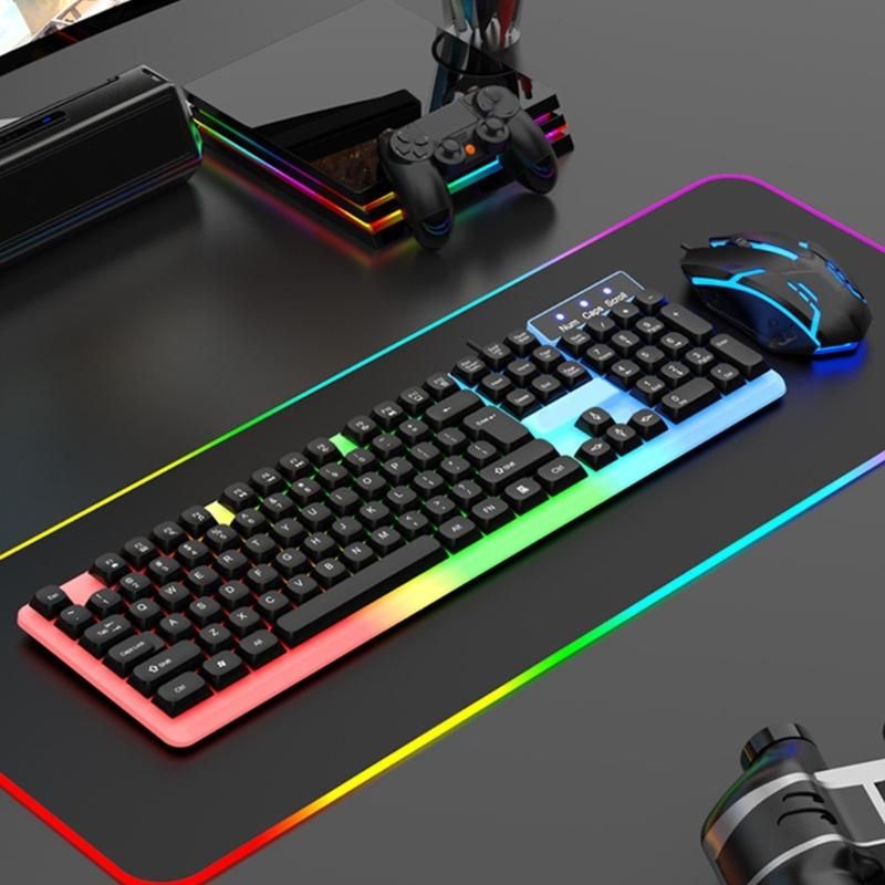 Kabelgebundenes Gaming-Tastatur- und Maus-Set LED-beleuchtete mechanische Tastatur 104 Tasten Maus Tastatur PC Gamer Zubehör