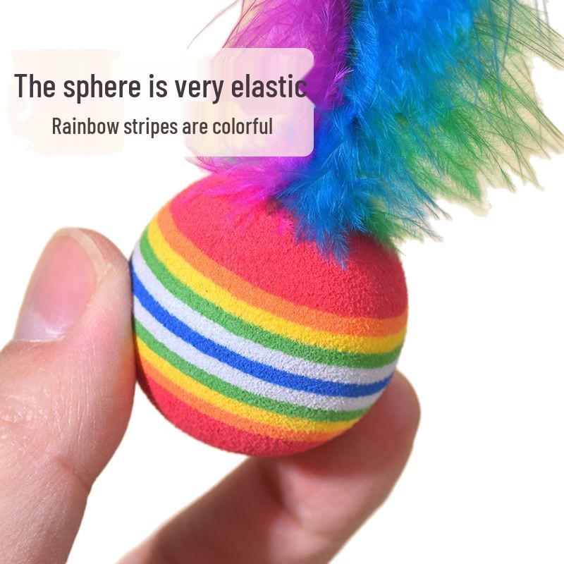 Rainbow Elastic Silent Cat Teething Toy - Seven-Color Decompression Ball