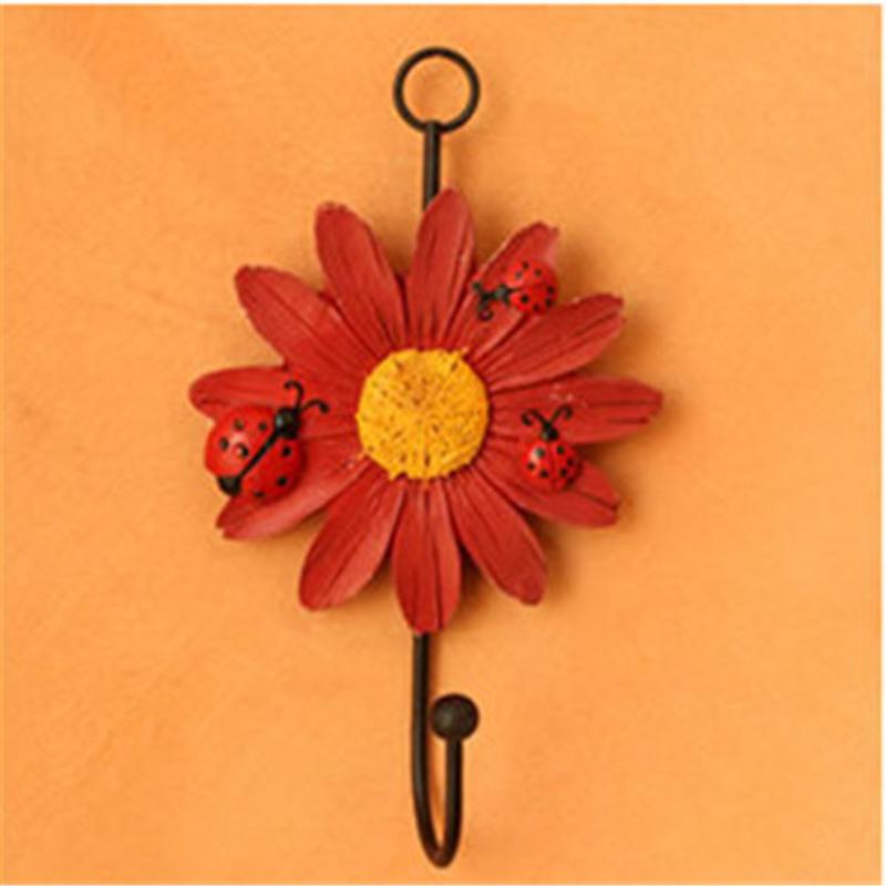 1Pcs Resin Flower Shape Hooks Wall Hangers Key Hat Towel Hooks For Home Kitchen Bathroom Cute Decoration Accessory Gadget