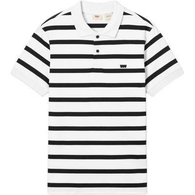 Levis Casual Soft Comfortable Striped Simple Short Sleeve Polo Shirt Men Polo Shirts Black White 003MT-0003
