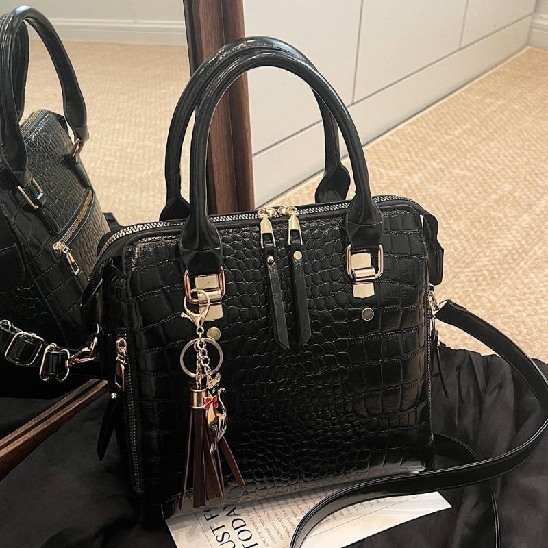 2025 New Fashionable Stone Pattern Large Capacity Solid Color Texture Single Shoulder Handheld Diagonal Cross Bag Tote Bag