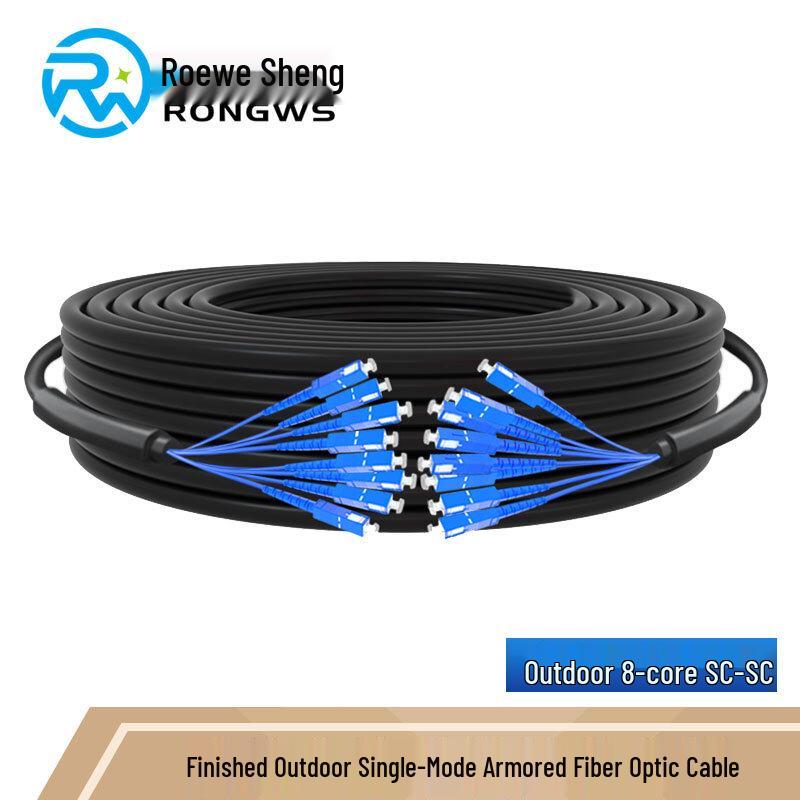 Rongwei Sheng 8-Core Outdoor Armored Single-Mode Fiber Optic Patch Cord with SC-SC Connectors 100 meters