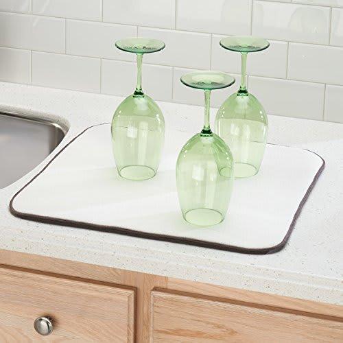 InterDesign iDry Draining Mat, Kitchen, Large, 18.5" x 16.5" (45.72cm x 40.64cm), Mocha, Brown, Ivory, 41243EJ