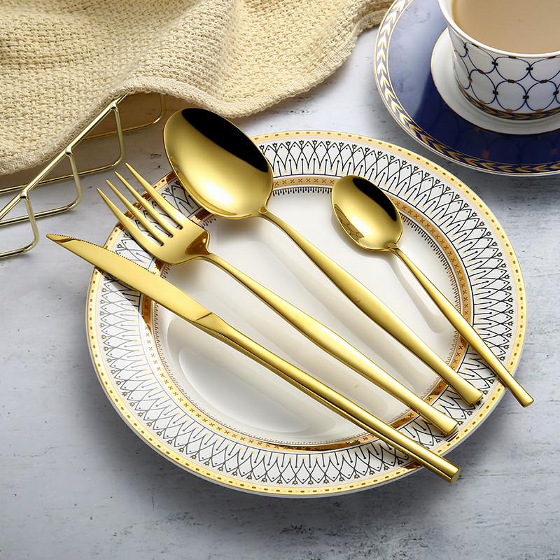 Stainless Steel Cutlery Silverware Spoon Set Matte Gold Eco Friendly Cutlery Knives Forks Spoons Dinnerware Set Dinner Set