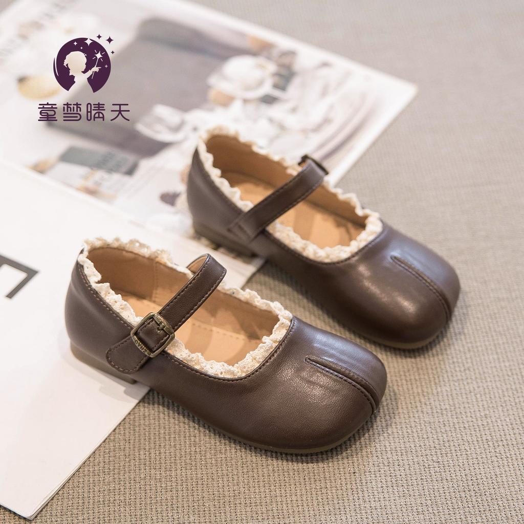 [New Autumn Winter Girls Princess Shoes Soft Sole Anti Slip Casual Comfort Kids Leather Flats