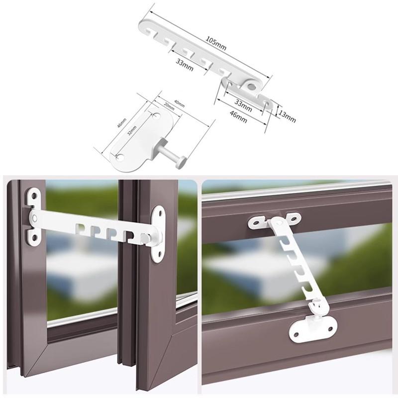 New Inner Window Limiter Latch Position Stopper Casement Wind Brace Home Security Door Windows Sash Lock Child Safety Protection