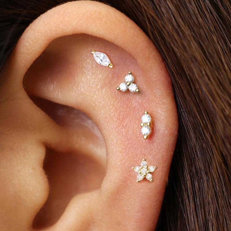 1PC Stainless Steel Star Moon Sun Stud Earrings For Women Simple Daily Wear Cartilage Piercing Earring Punk Unisex Rock Jewelry