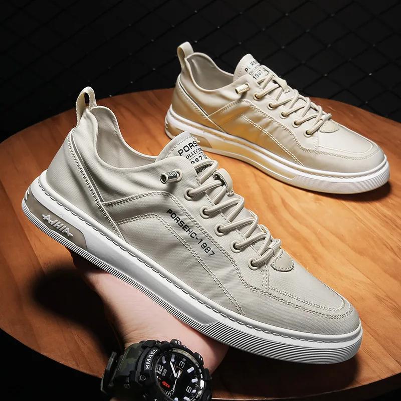 Mode Leder Schuhe Herren Trendige Vielseitige Bequeme Lässige Flache Sneaker Rutschfest Verschleißfest Sportschuhe Slipper Herren
