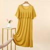 Women's Modal Round Neck Patchwork Sleep Dress Summer Loose Plus Size Casual Chic Loungewear Outdoor SleepWear Dress