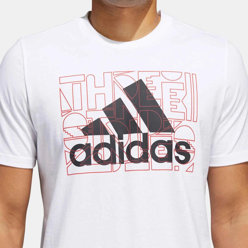 Adidas T Shirts Men's White Crew Neck Moderate Straight Fit (Unisex) T-Shirts HE4817