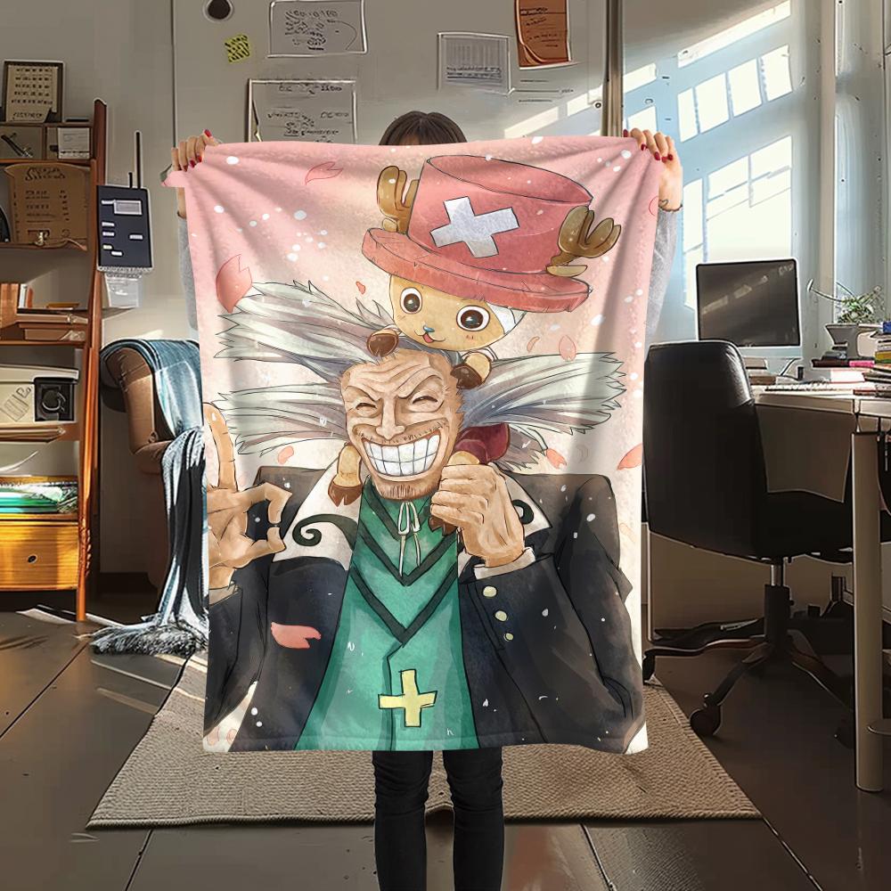 

Фланелевое одеяло с принтом персонажей One Piece, Высококачественное, Удобное для всех сезонов, Декор для дома, Тепло и уют, Идеально для рождественских подарков 80cm x 120cm