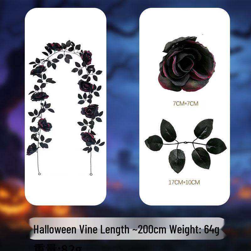 Halloween Black Pumpkin Rose & Maple Leaf Vine for Thanksgiving & Outdoor Decor