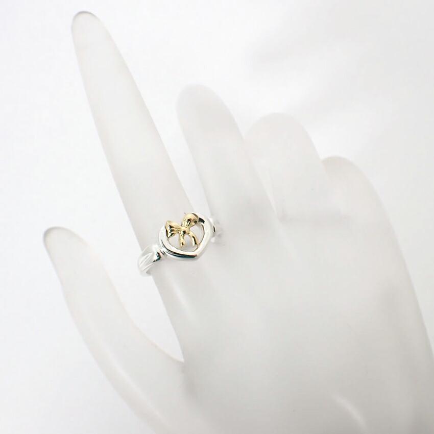 [Usado] TIFFANY / Tiffany / 925 / 750 / Coração Laço / Anel / Tamanho 11 / j58-4