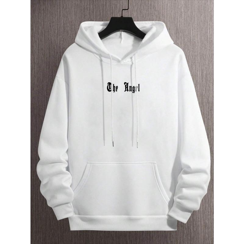 Autumn Hoodie for Man Angel's Wings Printing Male Hoody Match Loose Sweatshirt Fashion Fleece Basic Daily Comfortable Hoodie