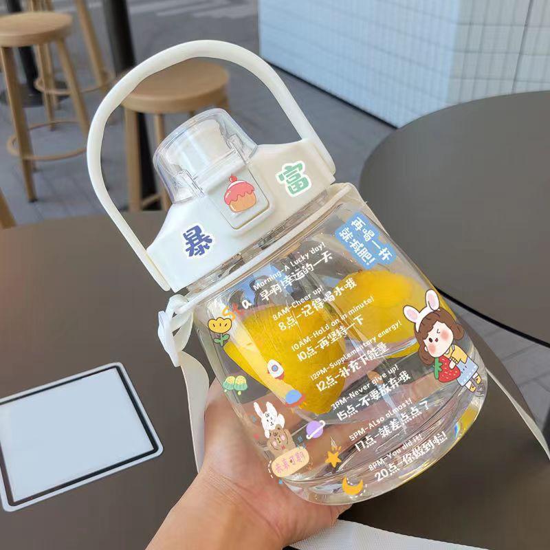

Plastic water cup large capacity big belly cup cup ins high value water cup with straw portable cup Free Straw Sticker Strap